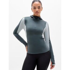 Athleta S Summit Half Zip Hoodie Eden Grey Small